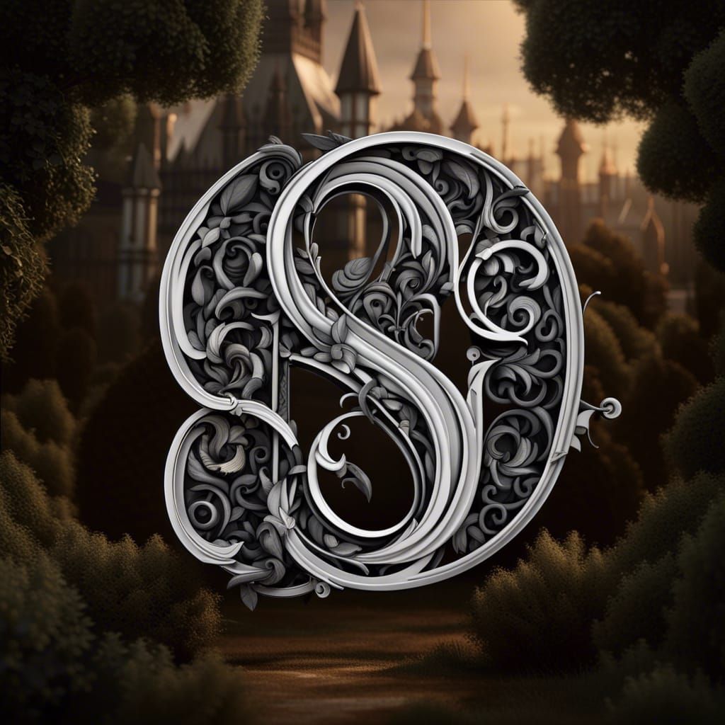 Elegant Calligraphic Monogram in Black and White