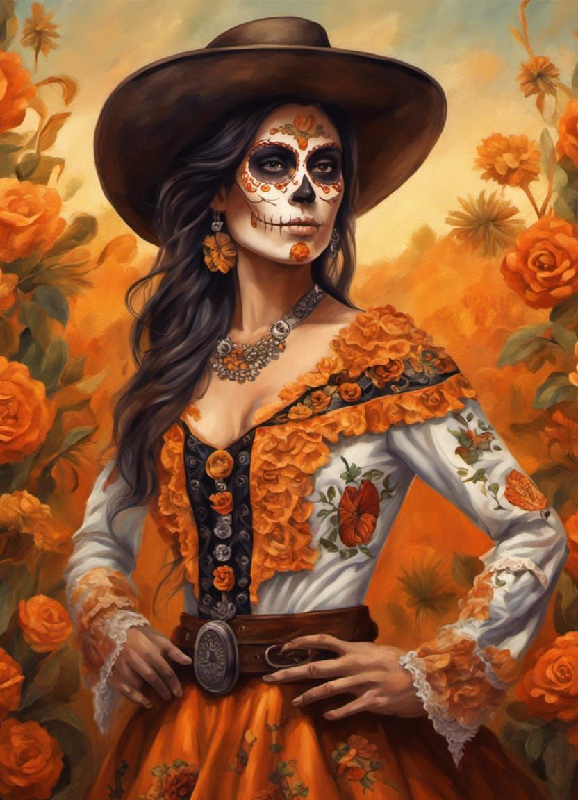 Dia de los Muertos Orange - female version