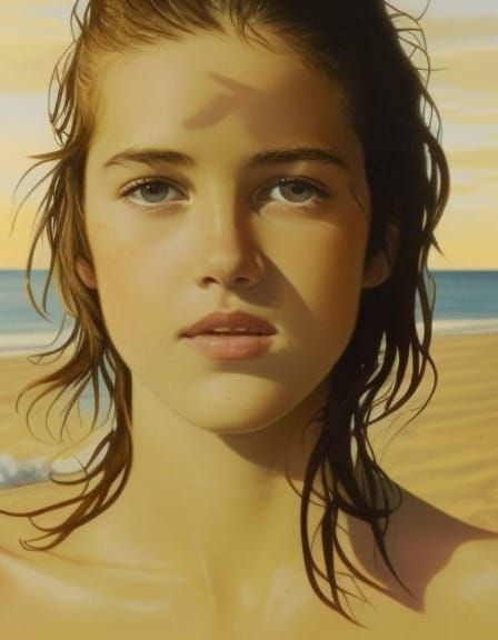 Phoebe Cates at the Beach