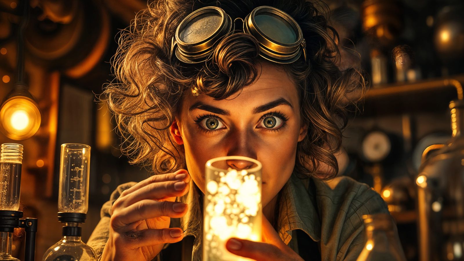 A Steampunk Inventor's Intense Moment of Discovery