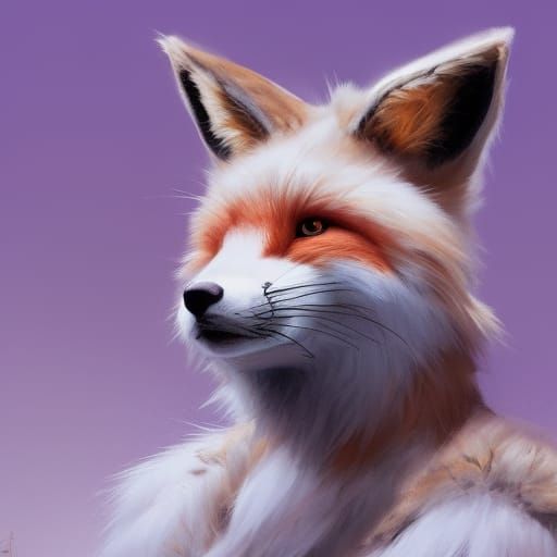 Easter Bunny and Fox Portrait, Detailed Digital Art