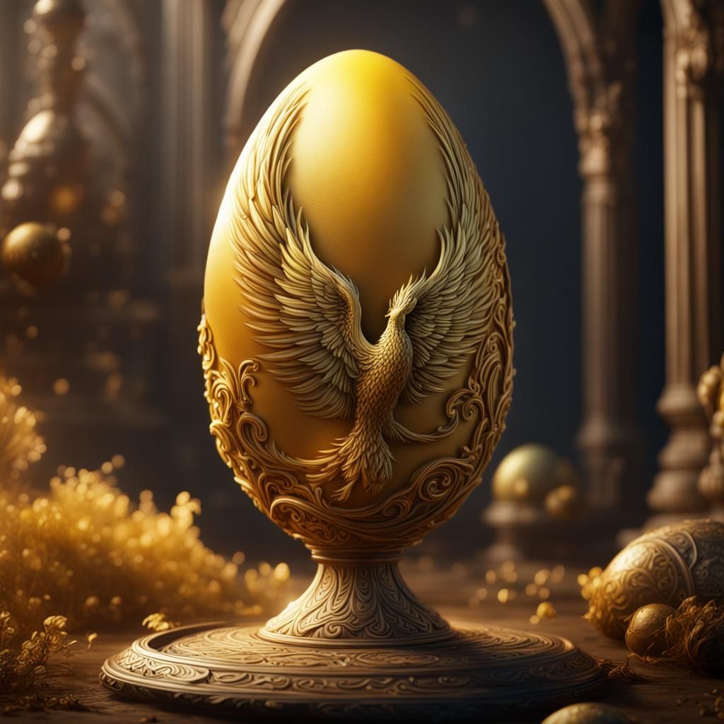 Enchanted Gold Phoenix Egg: Fantasy Concept Art