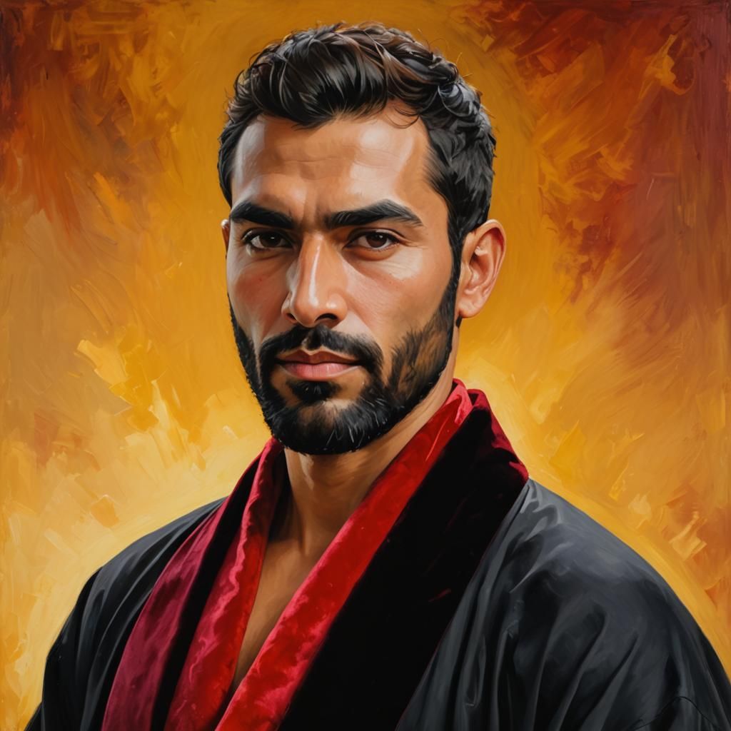Dramatic Portrait of Man in Velvet Robes