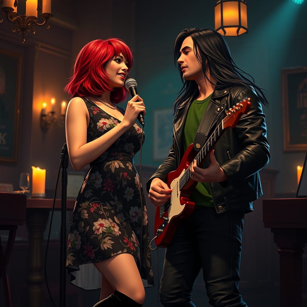 Duet in Candlelight: Matte Painting Style