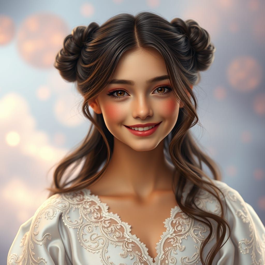 Ethereal European Beauty in Whimsical Gown