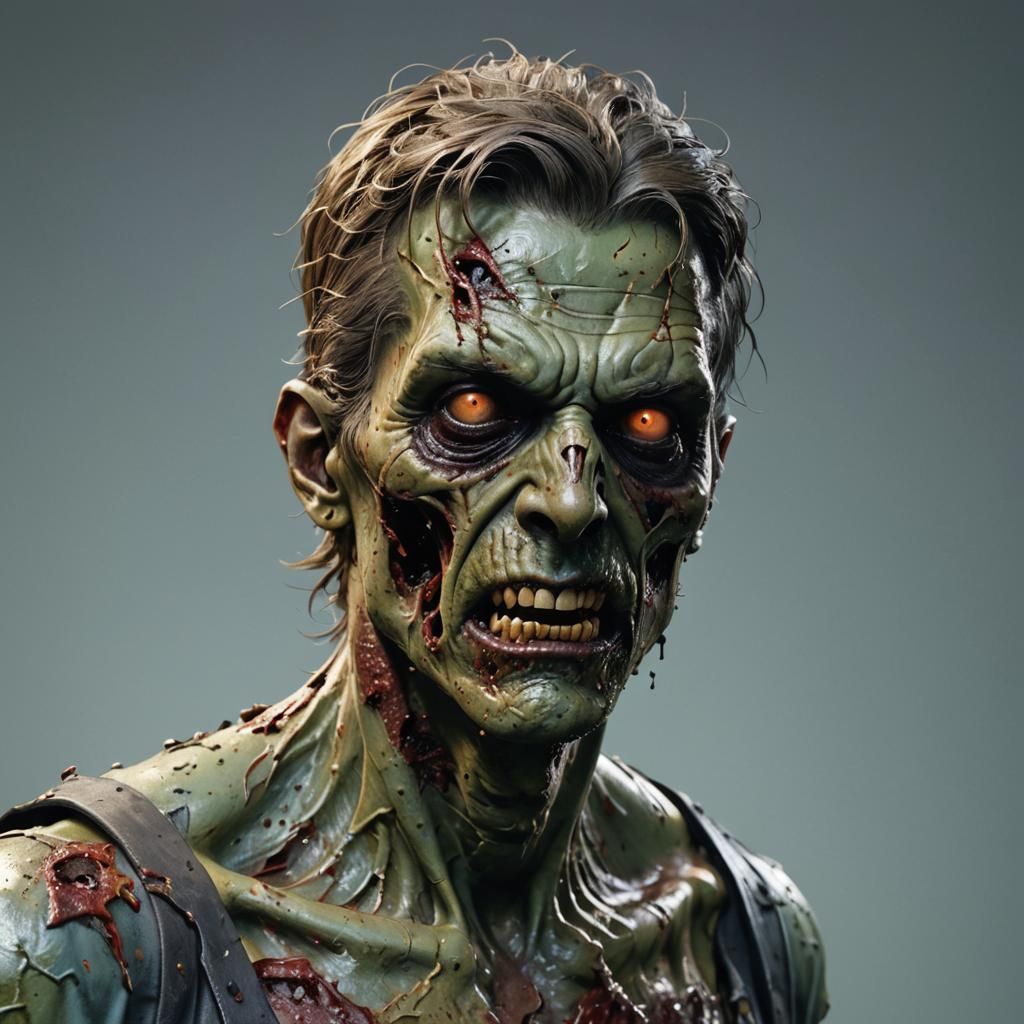 Hyperrealistic Zombie Mirror Reflection Concept Art