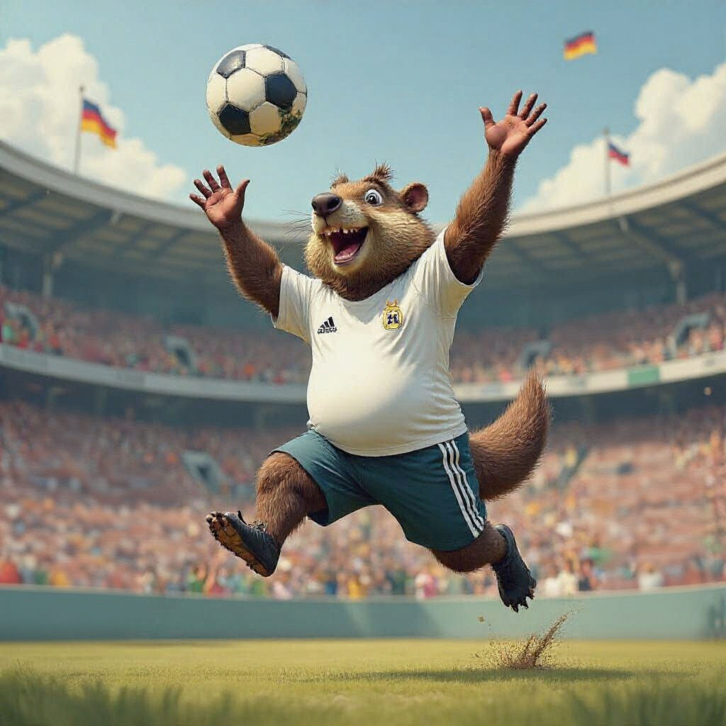 Beaver Plays Tennis in Stadium