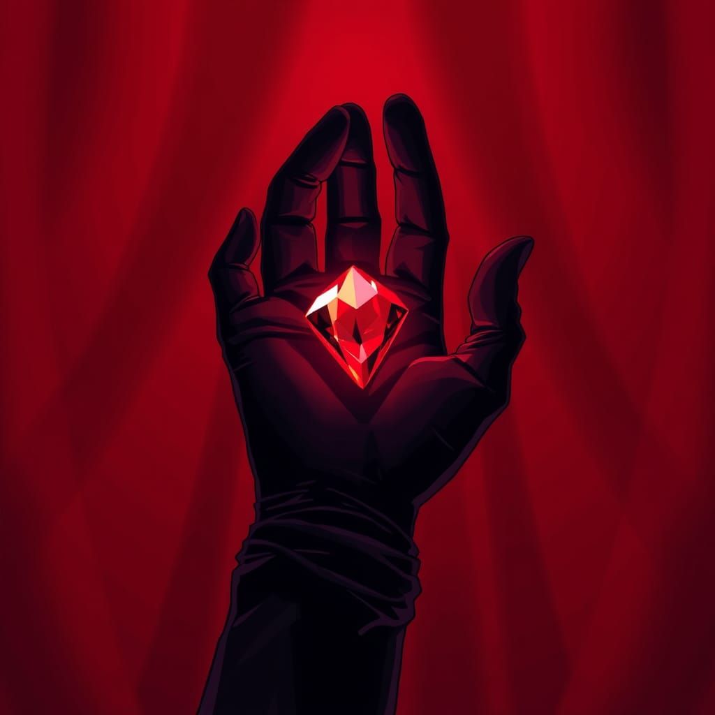 Radiant Ruby in Gloved Hand, Manga Scan Style