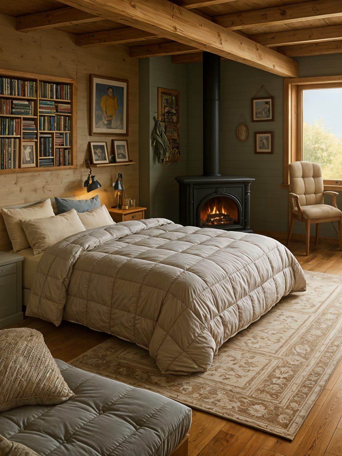 Cozy Bedroom with Fireplace