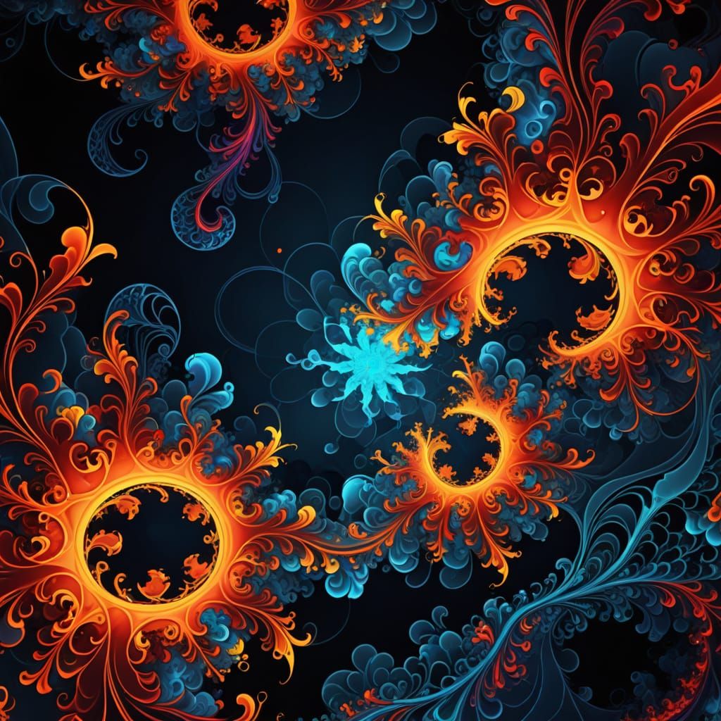 Abstract Vector Fractal with Psychedelic Colors