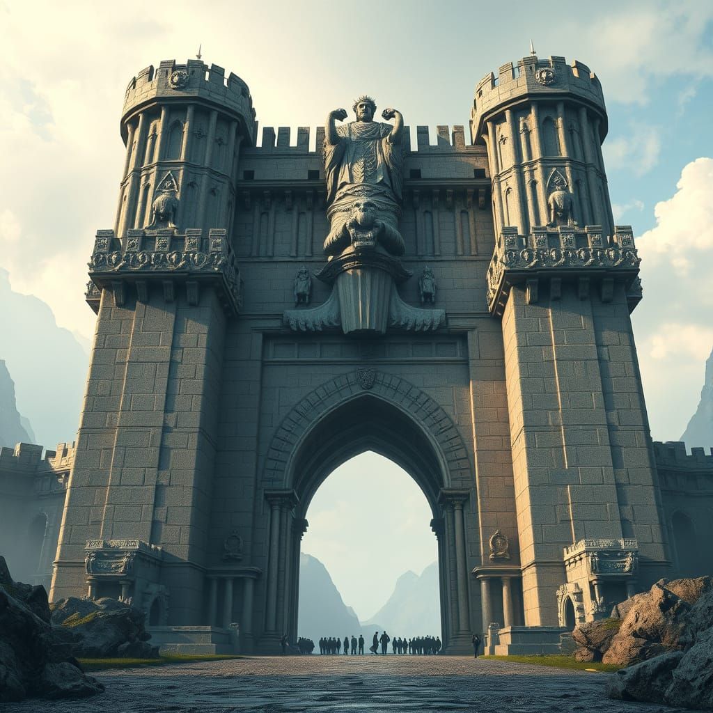 Colossal Stone Giant Guards Epic Fantasy Gateway