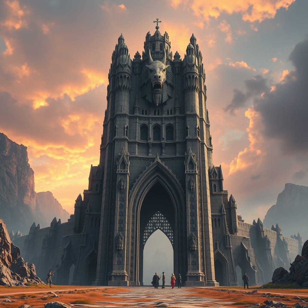 Colossal Stone Giant Guards Epic Fantasy Gateway