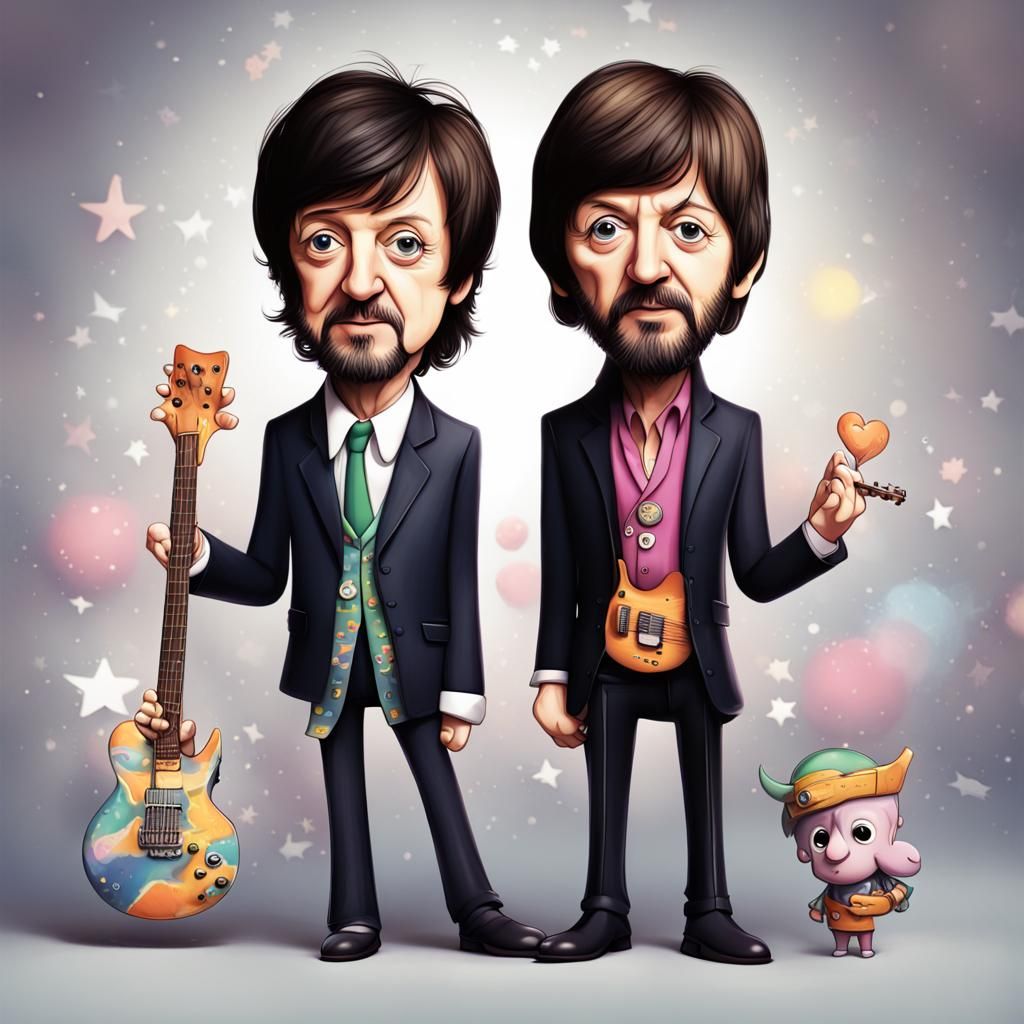 Paul McCartney and Ringo Starr as Chibi Art