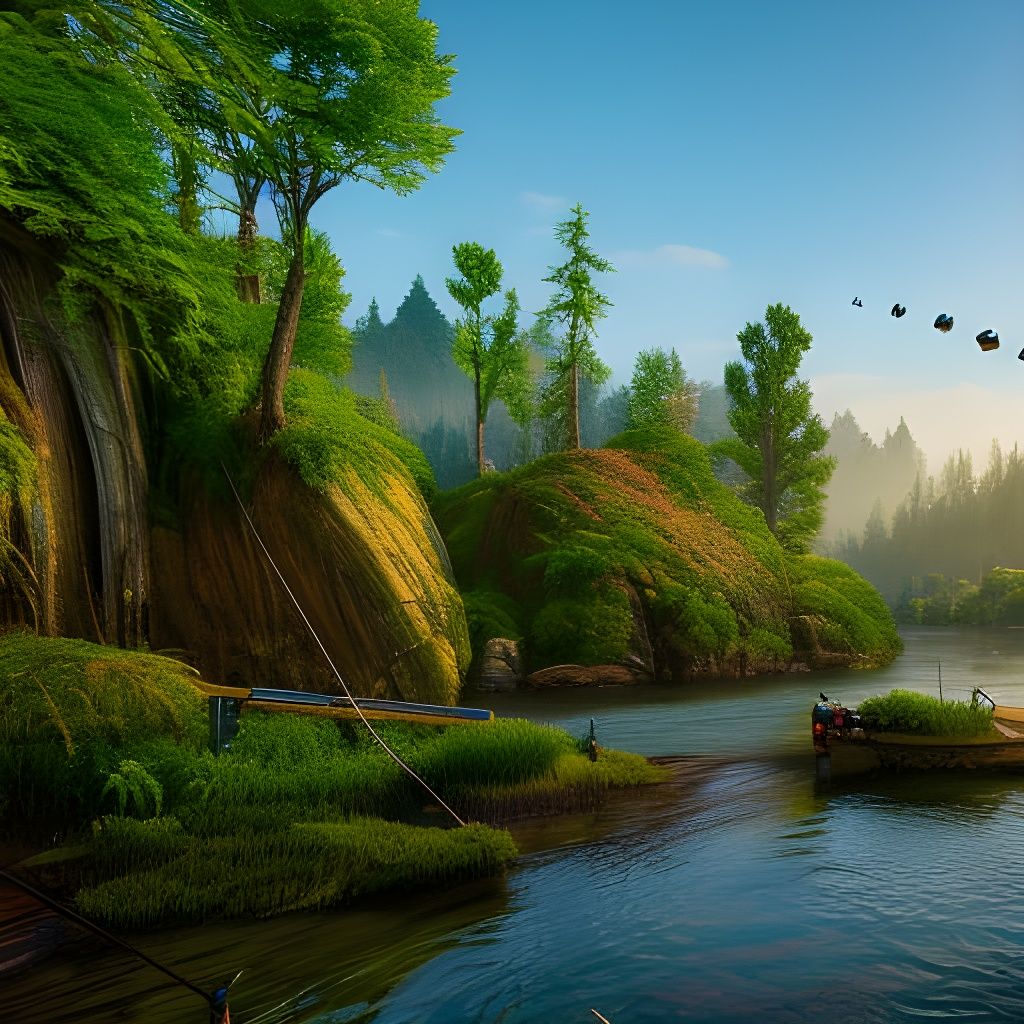 Kermit the Frog Fishing: Hyperrealistic Artstation Image