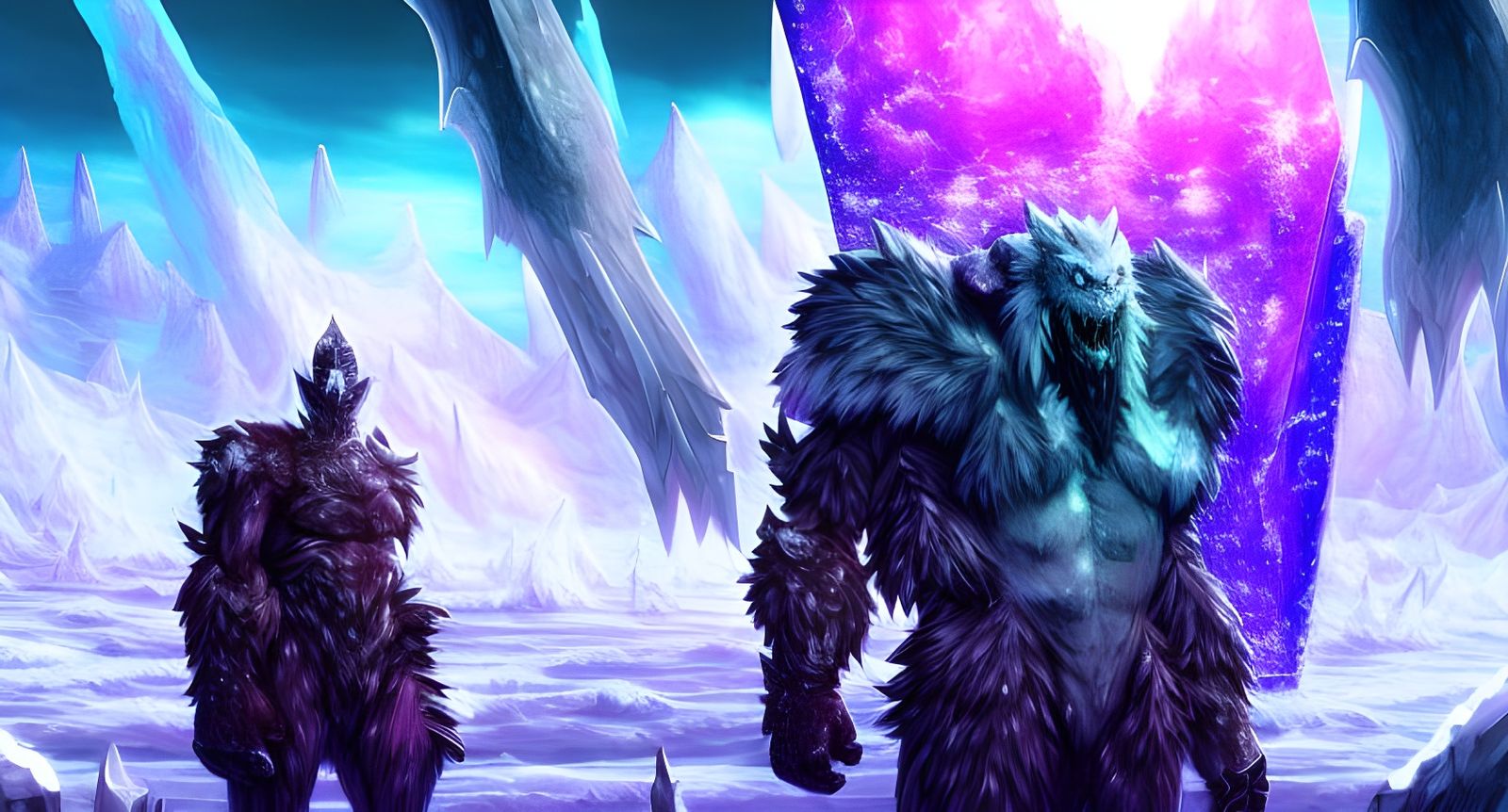 Icy Armored Monster Guarding a Portal