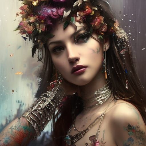 Psychedelic Tattooed Teen: A Dark Fantasy Art Piece