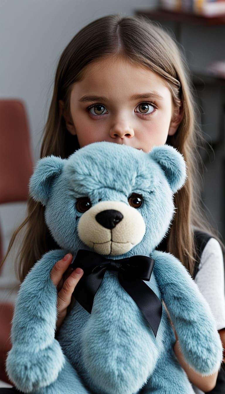 Innocent Girl with Sinister Teddy Bear