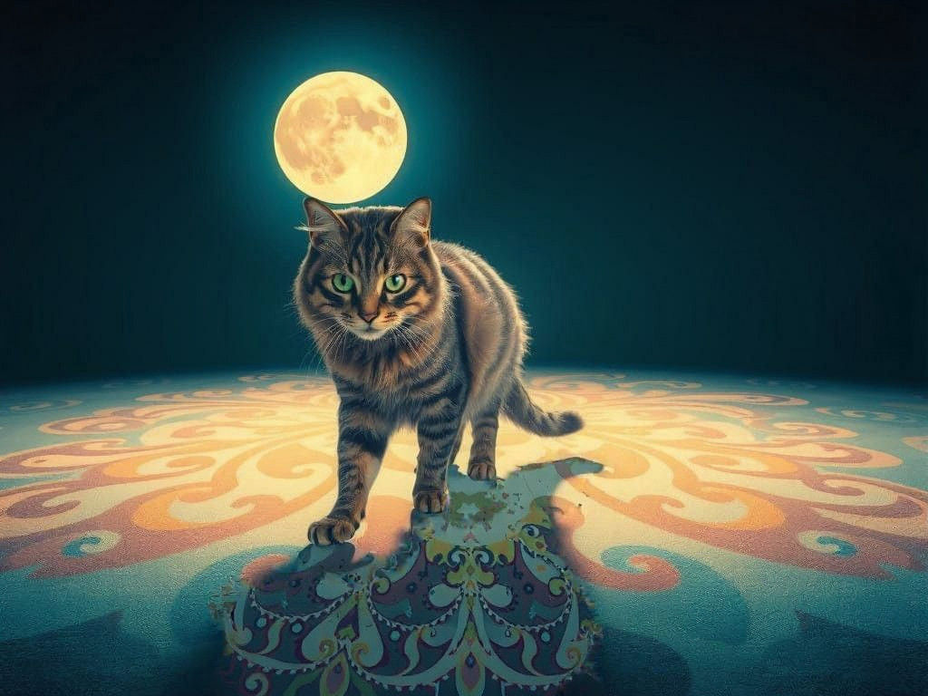 A Cat Creates a Stunning Fractal Shadow Under the Moon