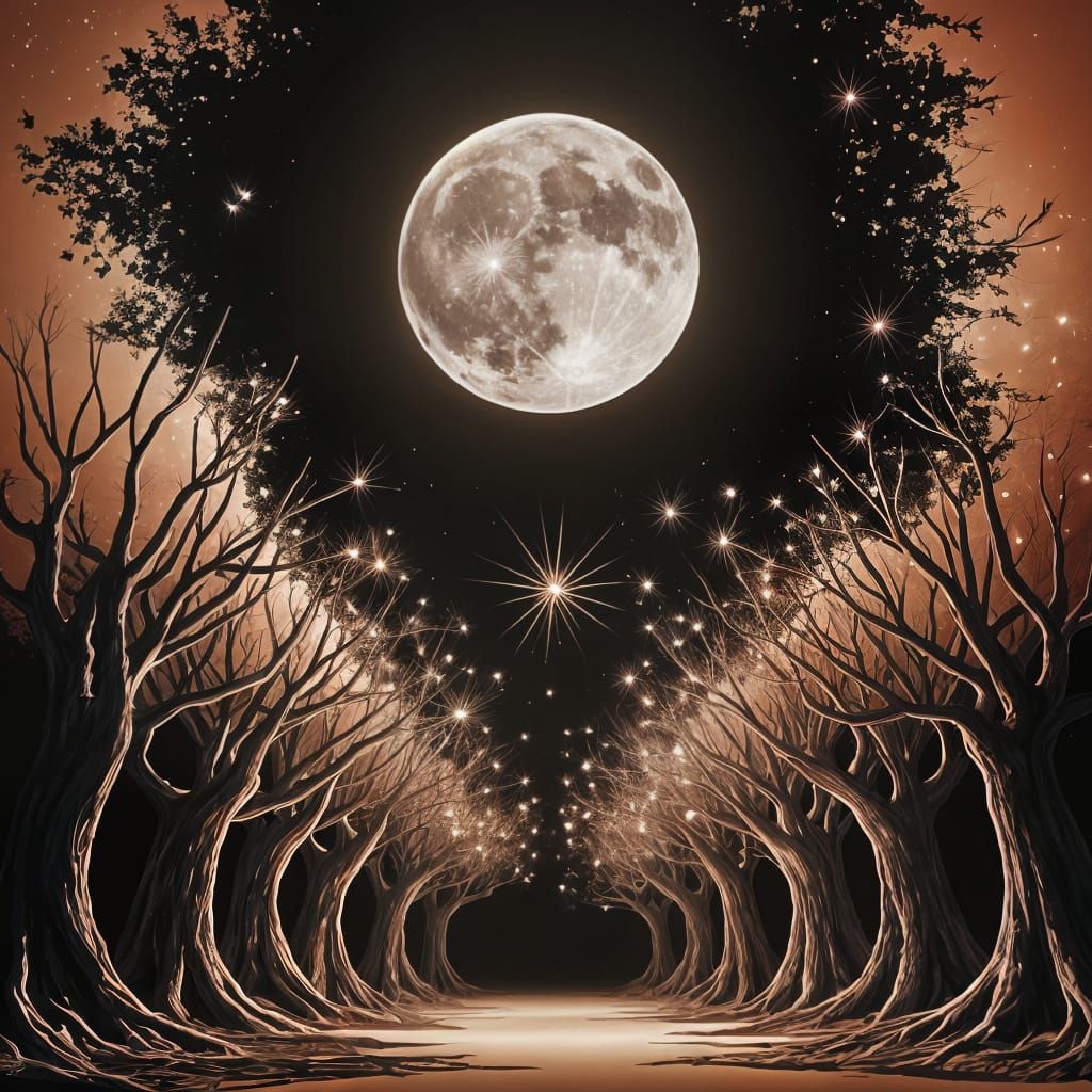 Enchanted Moonlit Forest in Splash Art Style