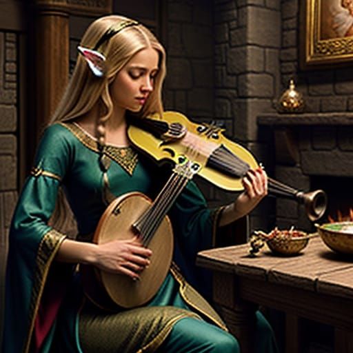 Half Elf Bard in Mystic Tavern Scene