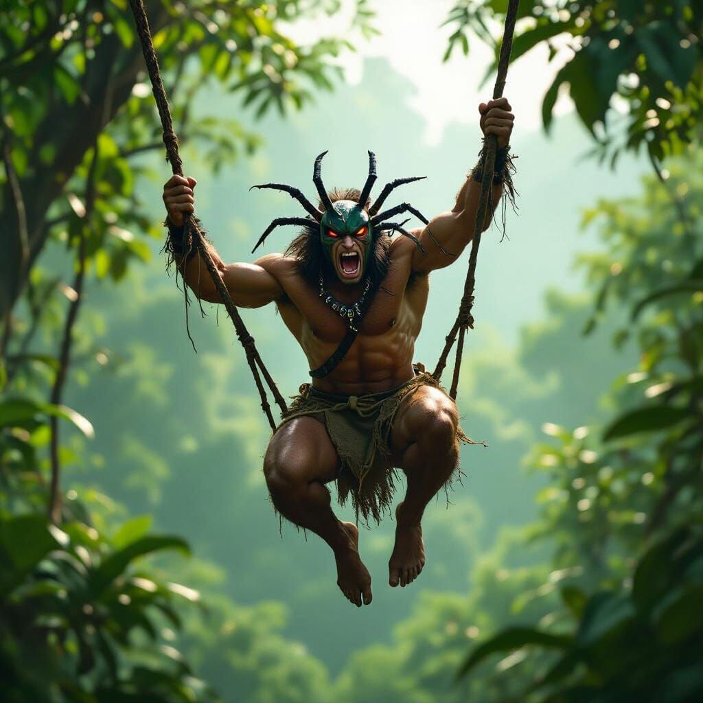 Spider-Man Tarzan Swings Through Jungle in Cinematic Style