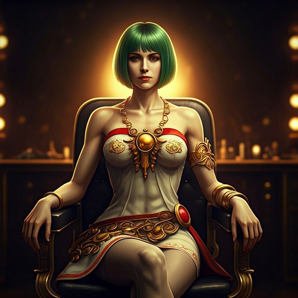 Lady Palutena with Bob Haircut in Chiaroscuro Lighting