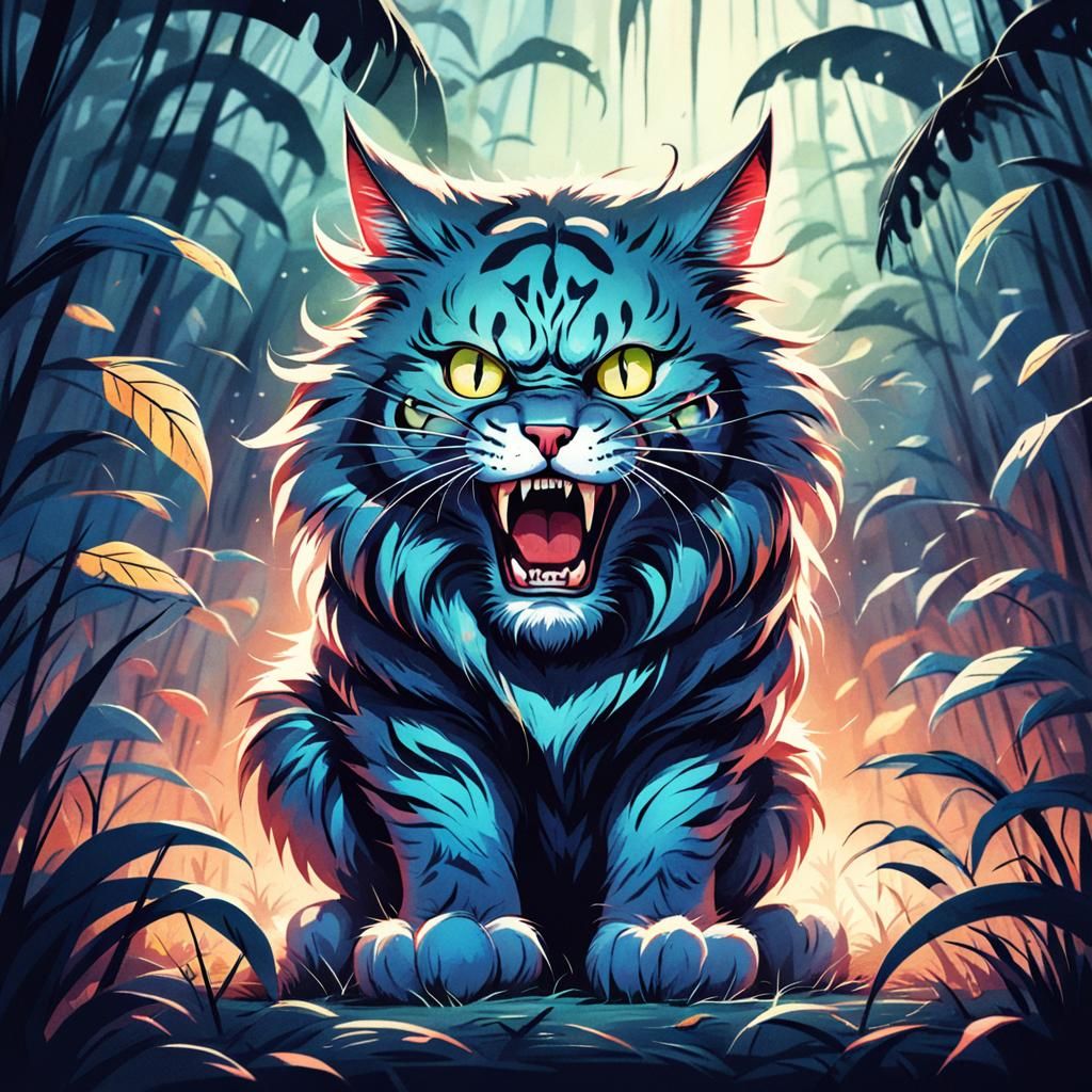 Abstract Wild Cat Depicting Fear