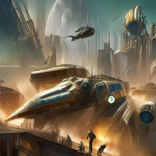 Epic Sci-Fi Space Battle in Steampunk Style