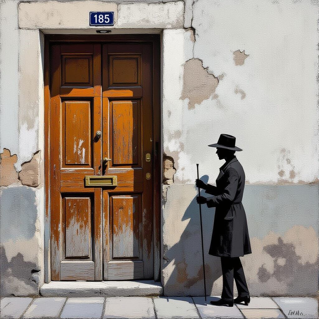 Weathered Wooden Door in Lowry Style