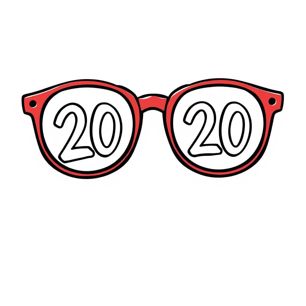 Cartoon Glasses with Number 20 Lenses