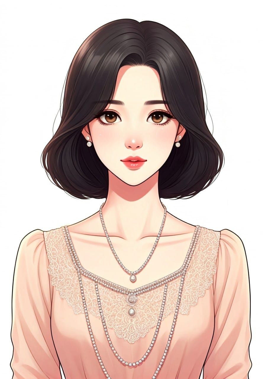 Elegant Korean Woman in 1920s Anime Style