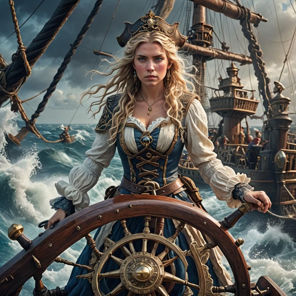 women vyking princess warrior, light white gaun, fronthead c...