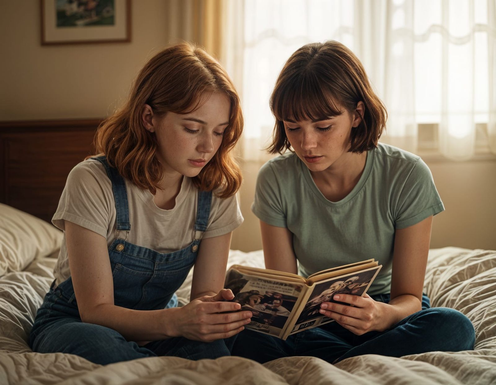 Redhead and Brunette Teens Share Memories