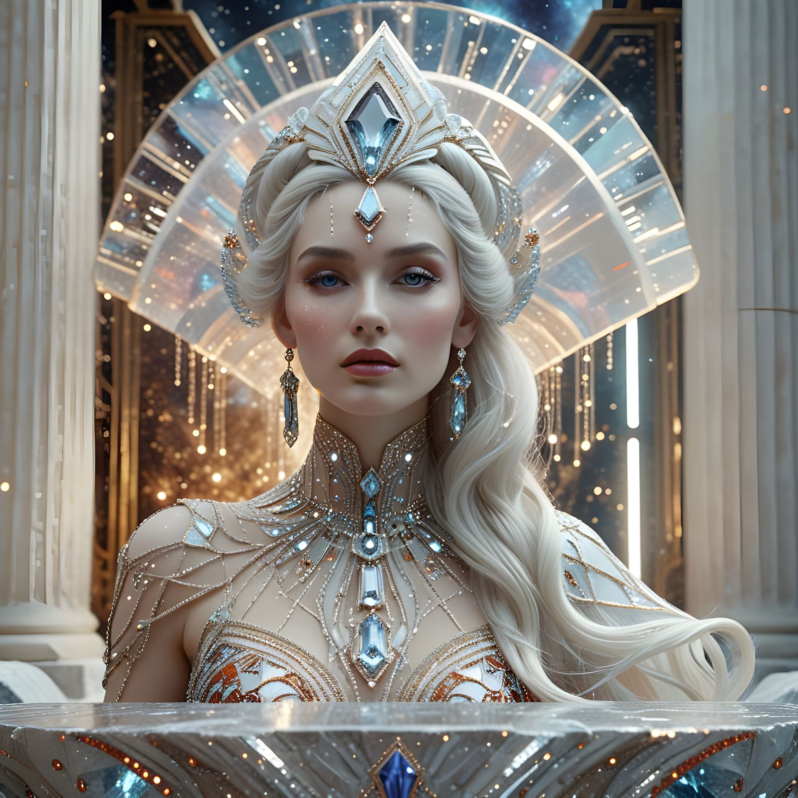 Starlight Goddess in Art Deco Futurism