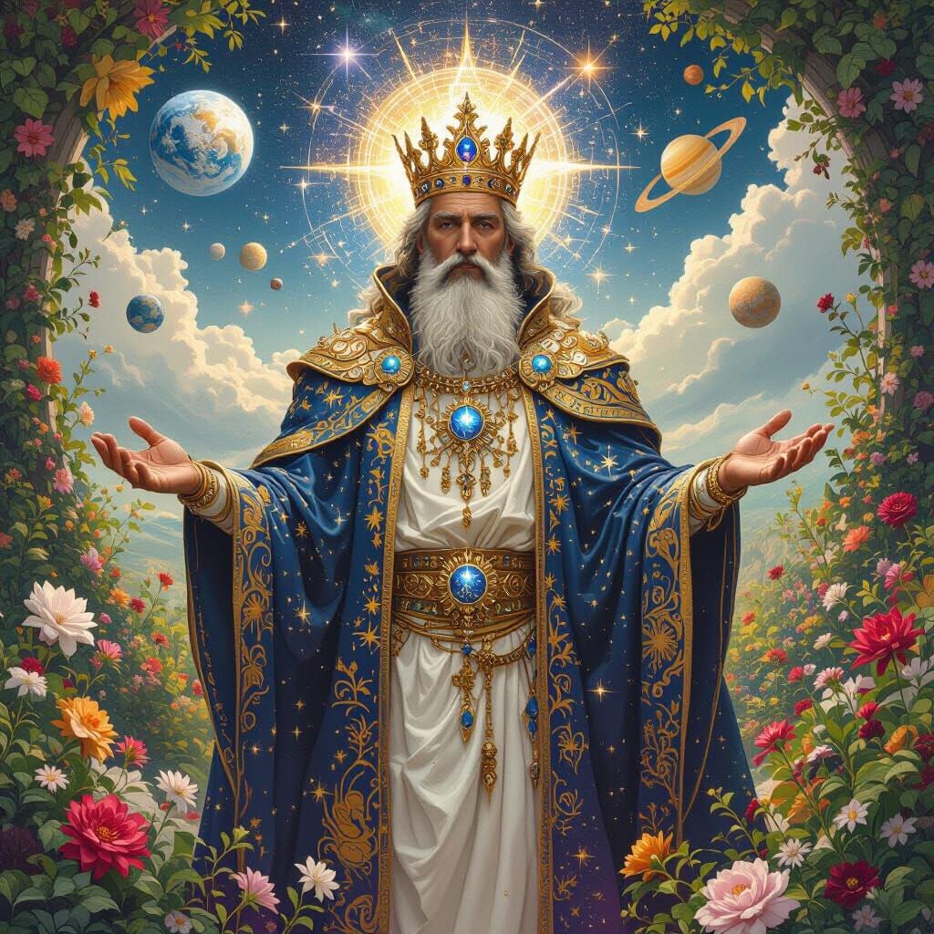 Majestic Celestial King in Cosmic Garden