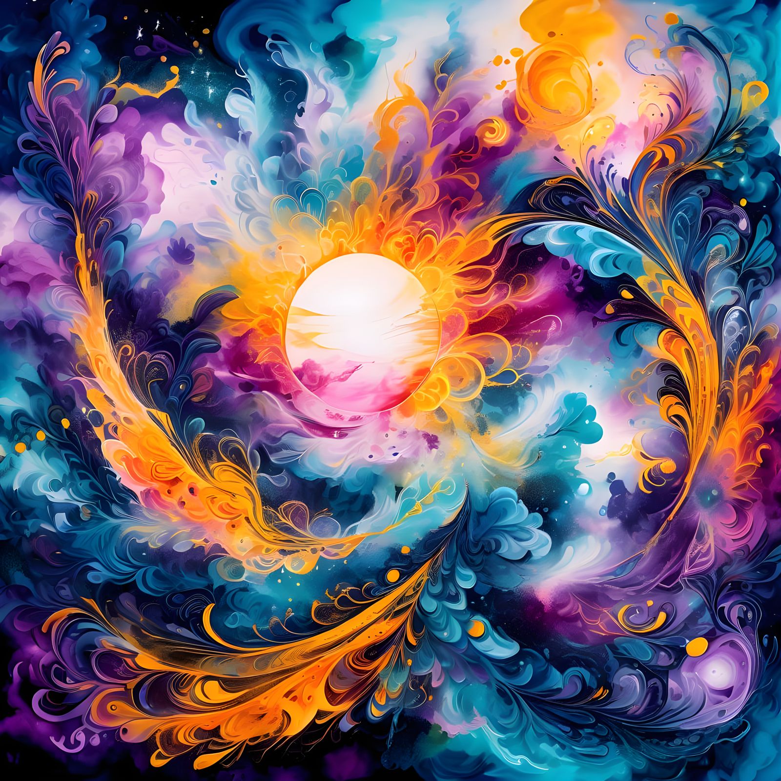 Celestial Harmony in Ethereal Brushstrokes