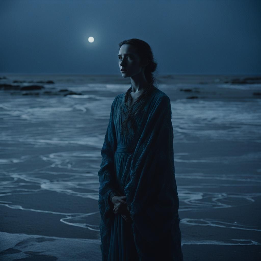 Terrifying Nymph on an Icy Beach, Dark Academia