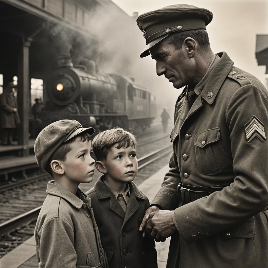 Farewell: Soldier and Son in Soft Light