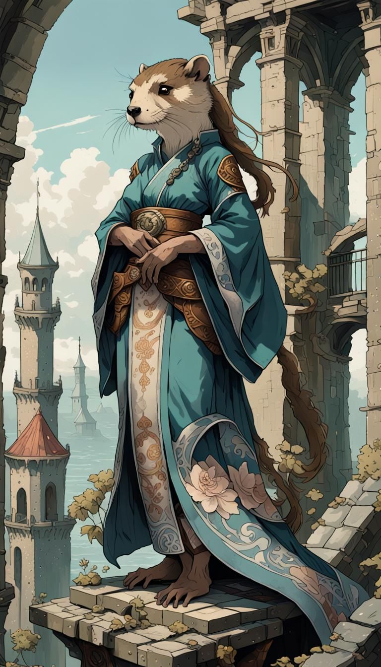 Otterfolk Lady in Art Nouveau Style