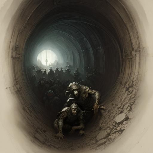 People Falling into Abyss in Horror Style