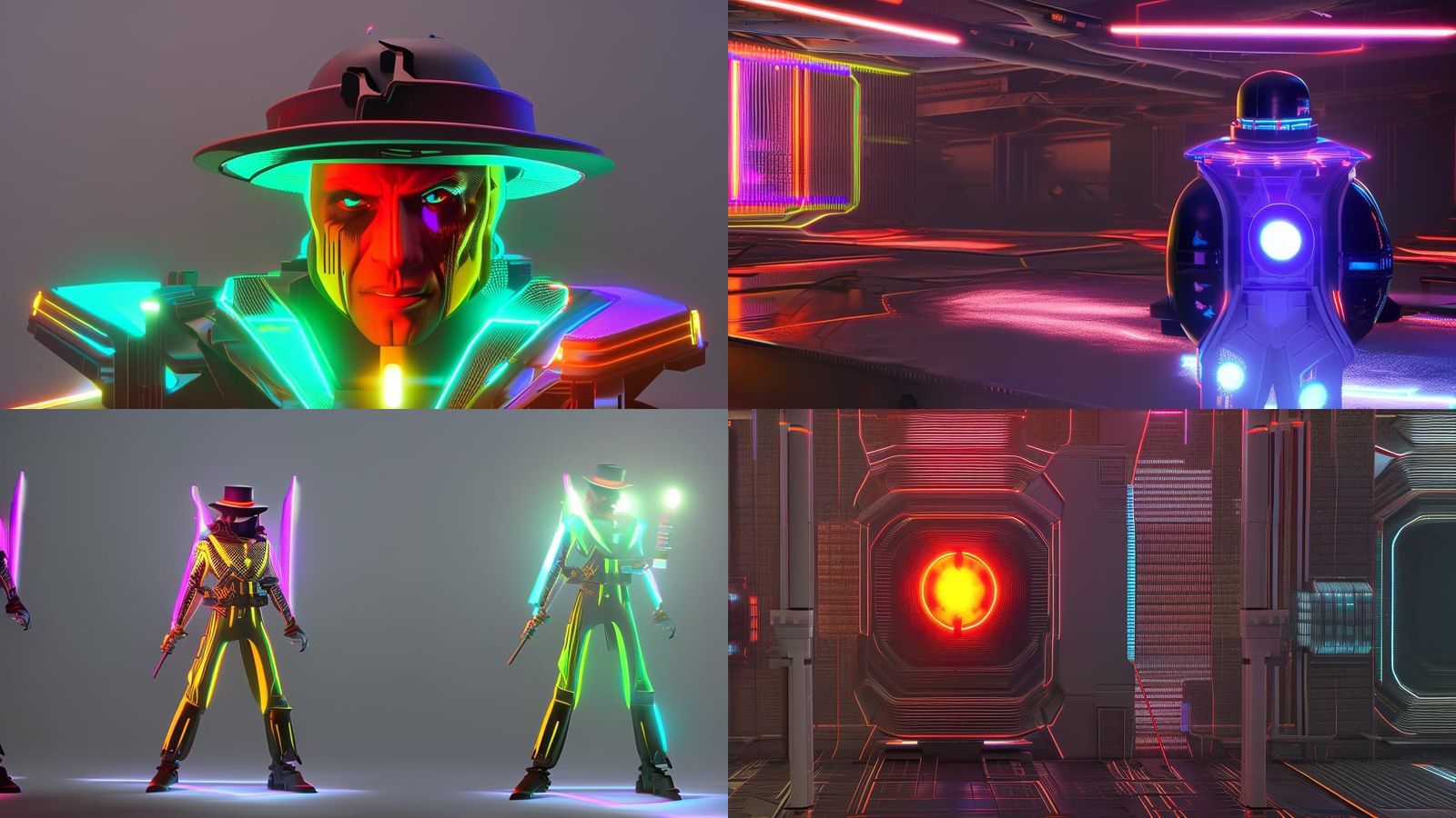 Clockwork Orange and Tron Character in Cyberpunk Style
