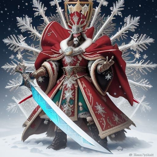 Cardinal Nutcracker King with Candy Cane Greatsword