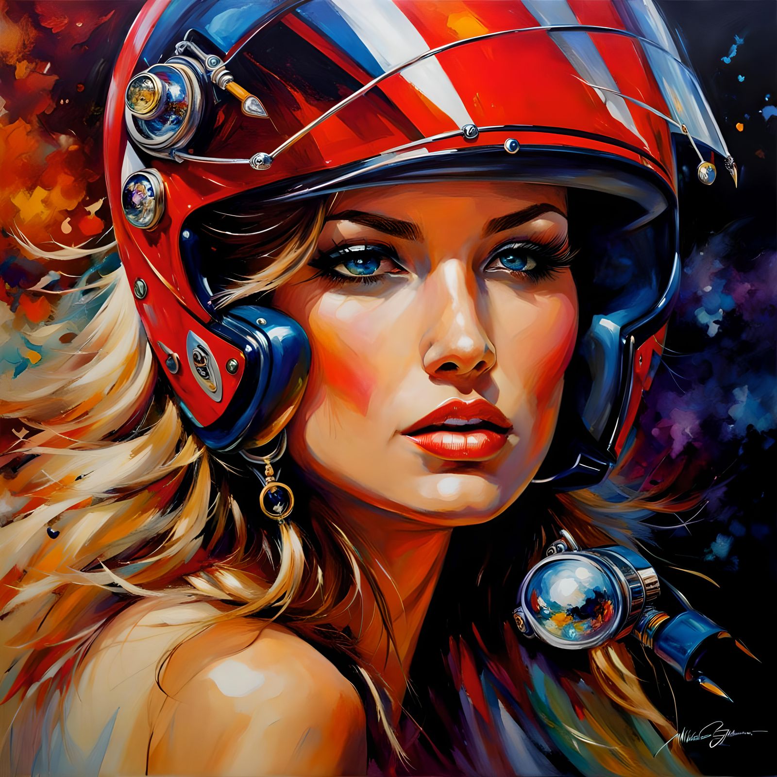 Motorcycle Beach Racing in Alcohol Ink Style