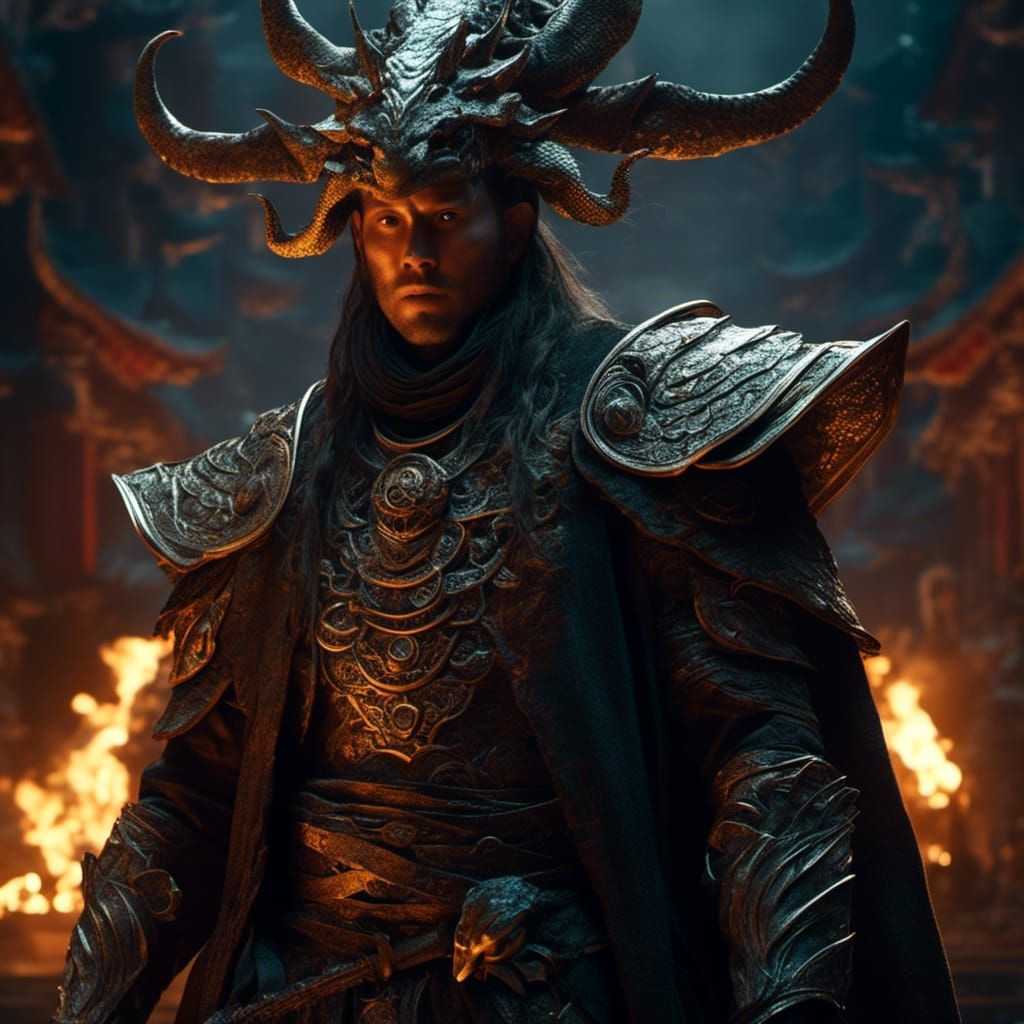 Hyperrealistic DnD Dragon Monk in Dark Fantasy Style