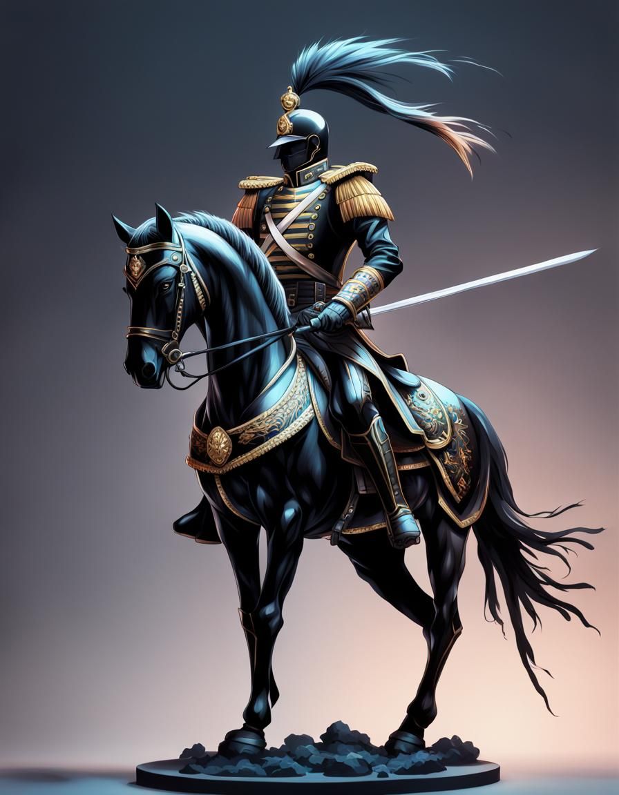 Elegant Death Hussar in Manga Style