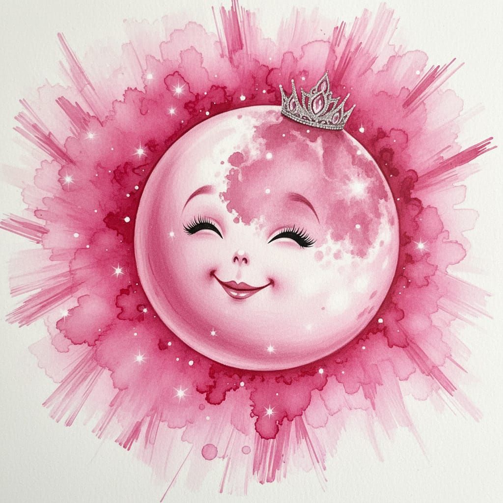 Smudged Charcoal Drawing of a Moon in Tiara