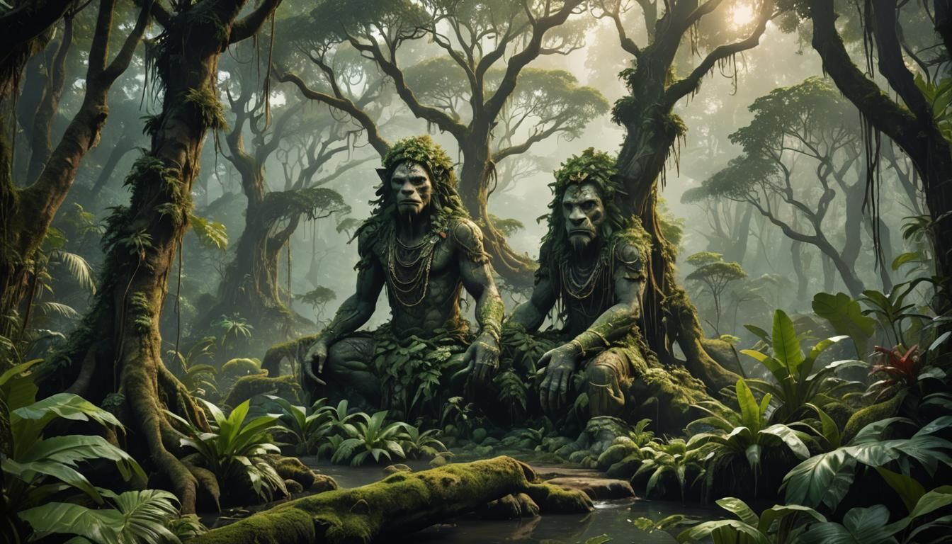 Eerie Nature Spirit in Jungle Landscape