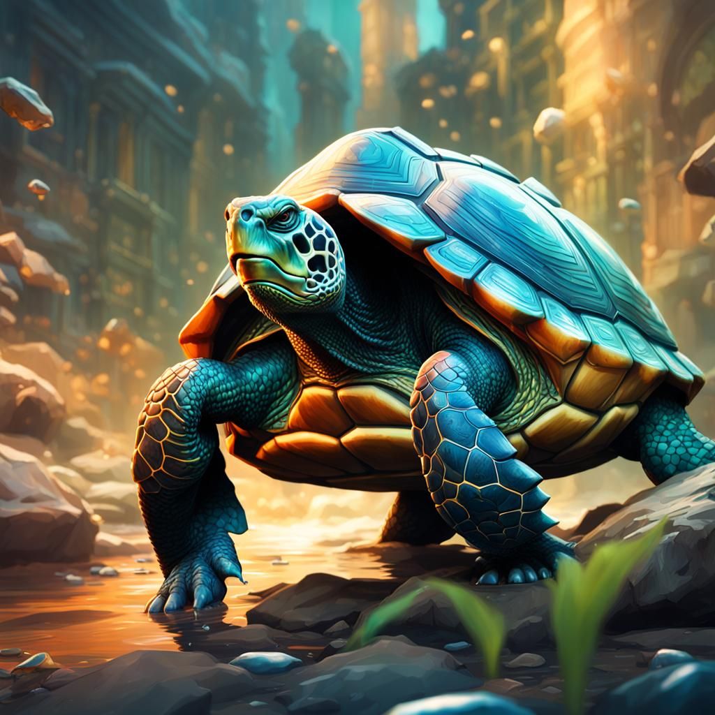 Detailed Turtle Portrait in Hyperrealistic Style