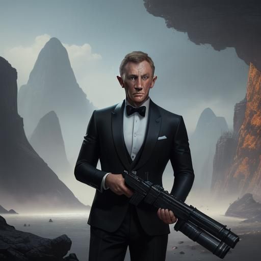 Detailed Matte Painting of James Bond in 8k