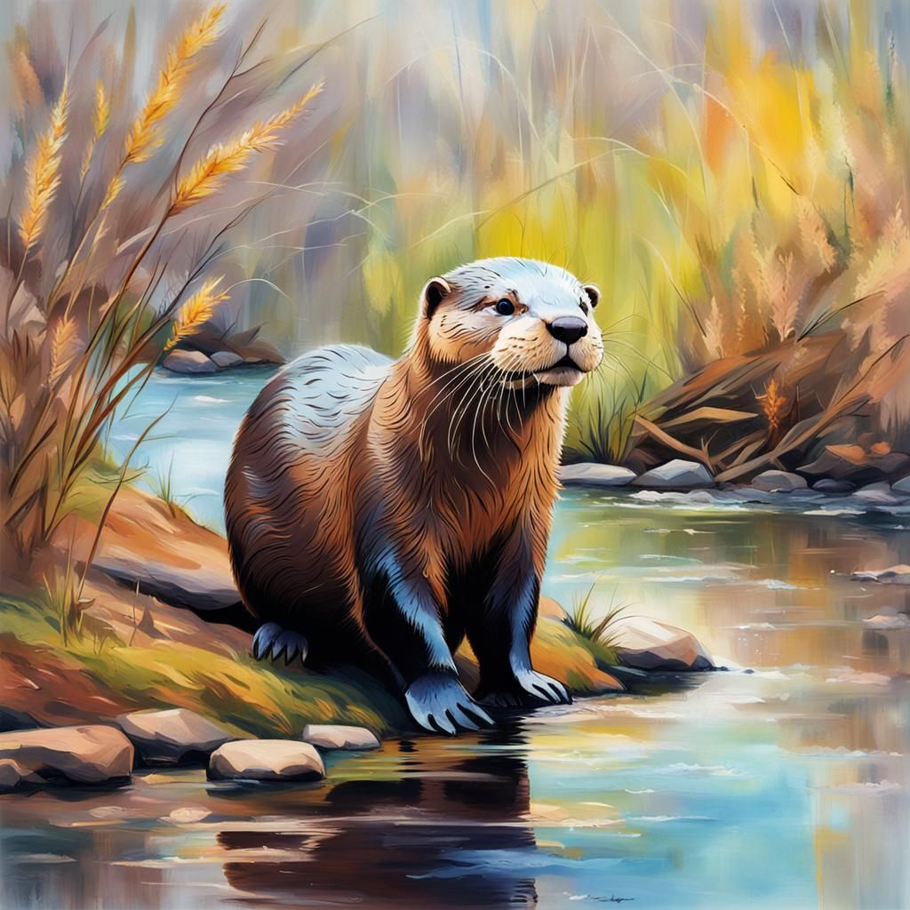 Big Otter's Spring Walk: Abstract Riverbank Art